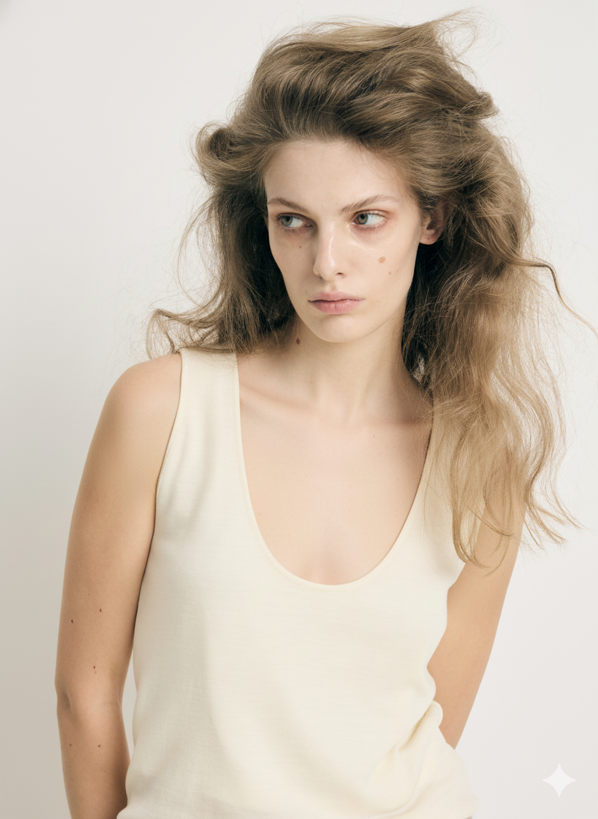 Топ из мягкой шерсти, цвет молочный