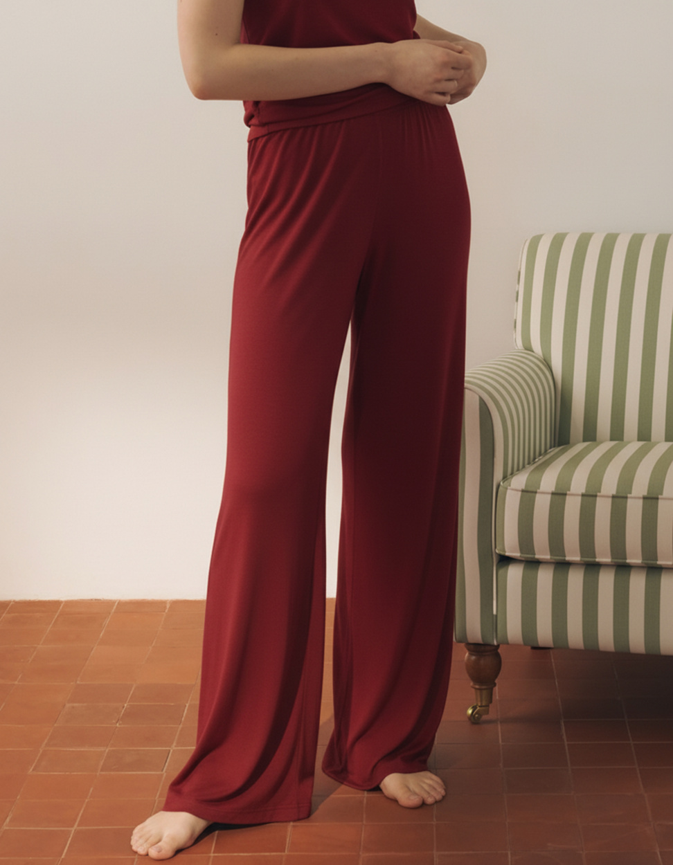 Пижама из ультратонкой шерсти бордовая