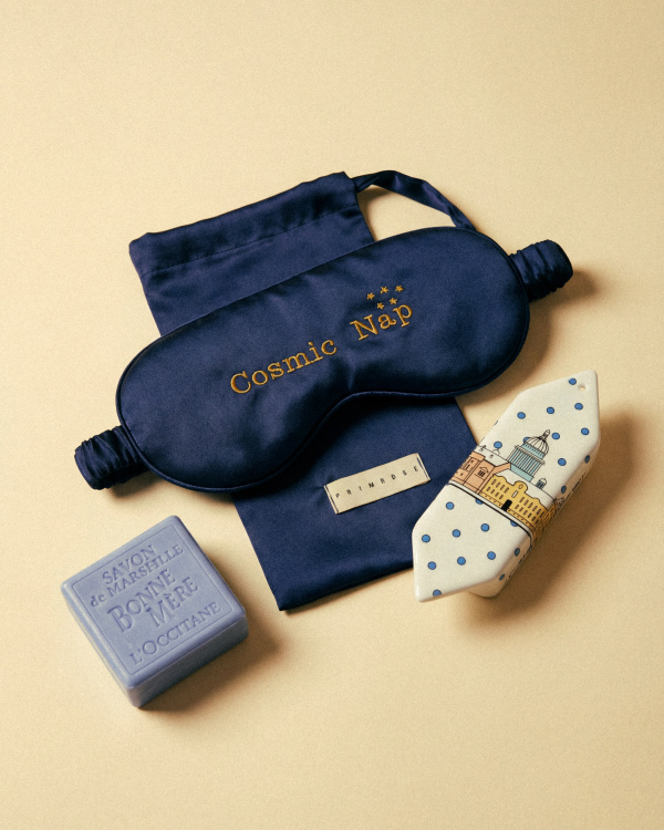 Маска для сна, цвет синий вышивка