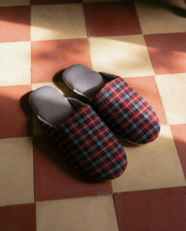 Мужские тапочки красная фланель