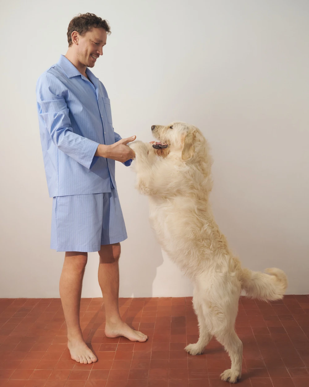 Пижама хлопковая с шортами Blue stripes